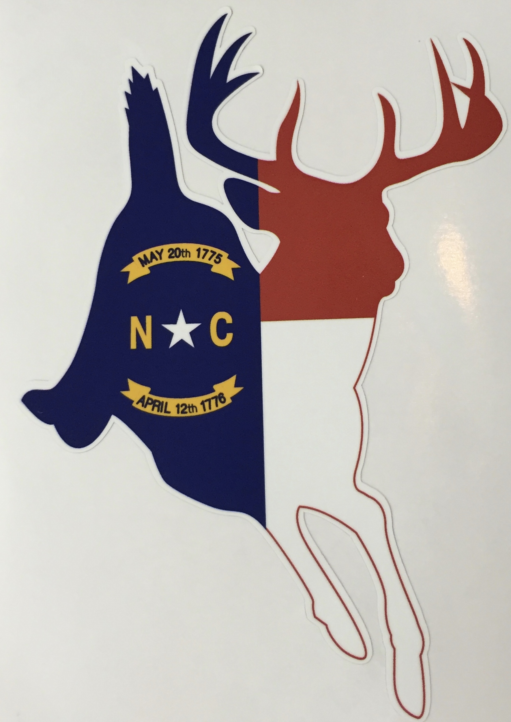 decal tumbler size Whitetail Carolina Deer Flag Running North Sticker Decal