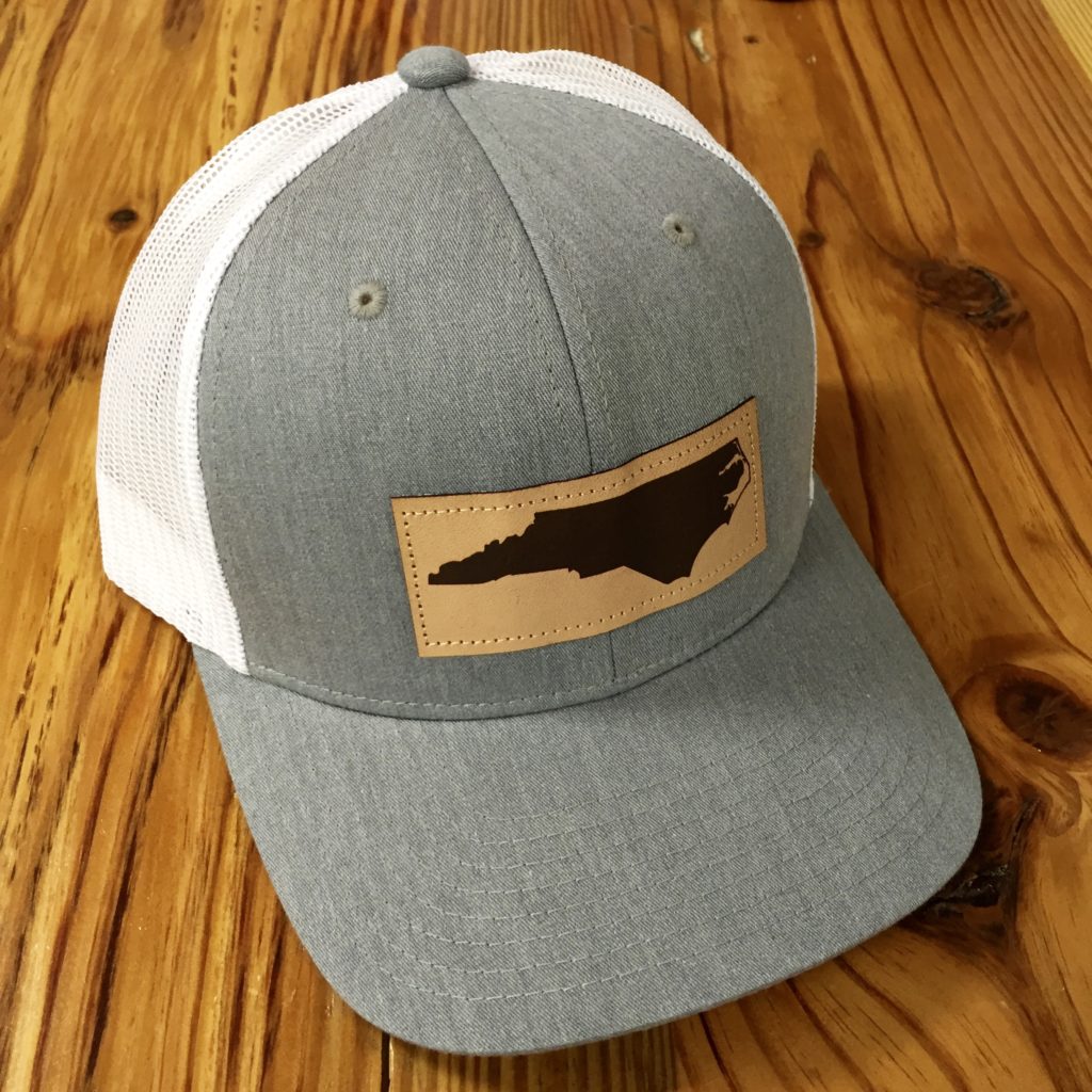 Captuer Mesh Back North Carolina Leather Patch Trucker Hat 