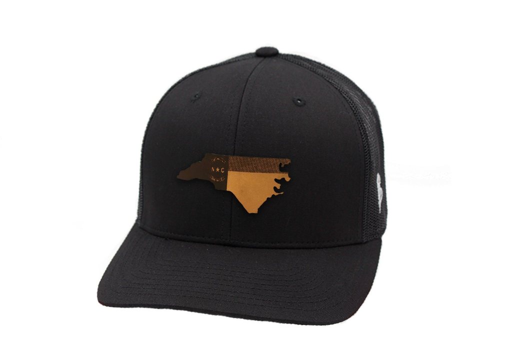 Branded Bills Tennessee 'Midnight Tristar' Black Leather Patch Hat Curved Trucker 