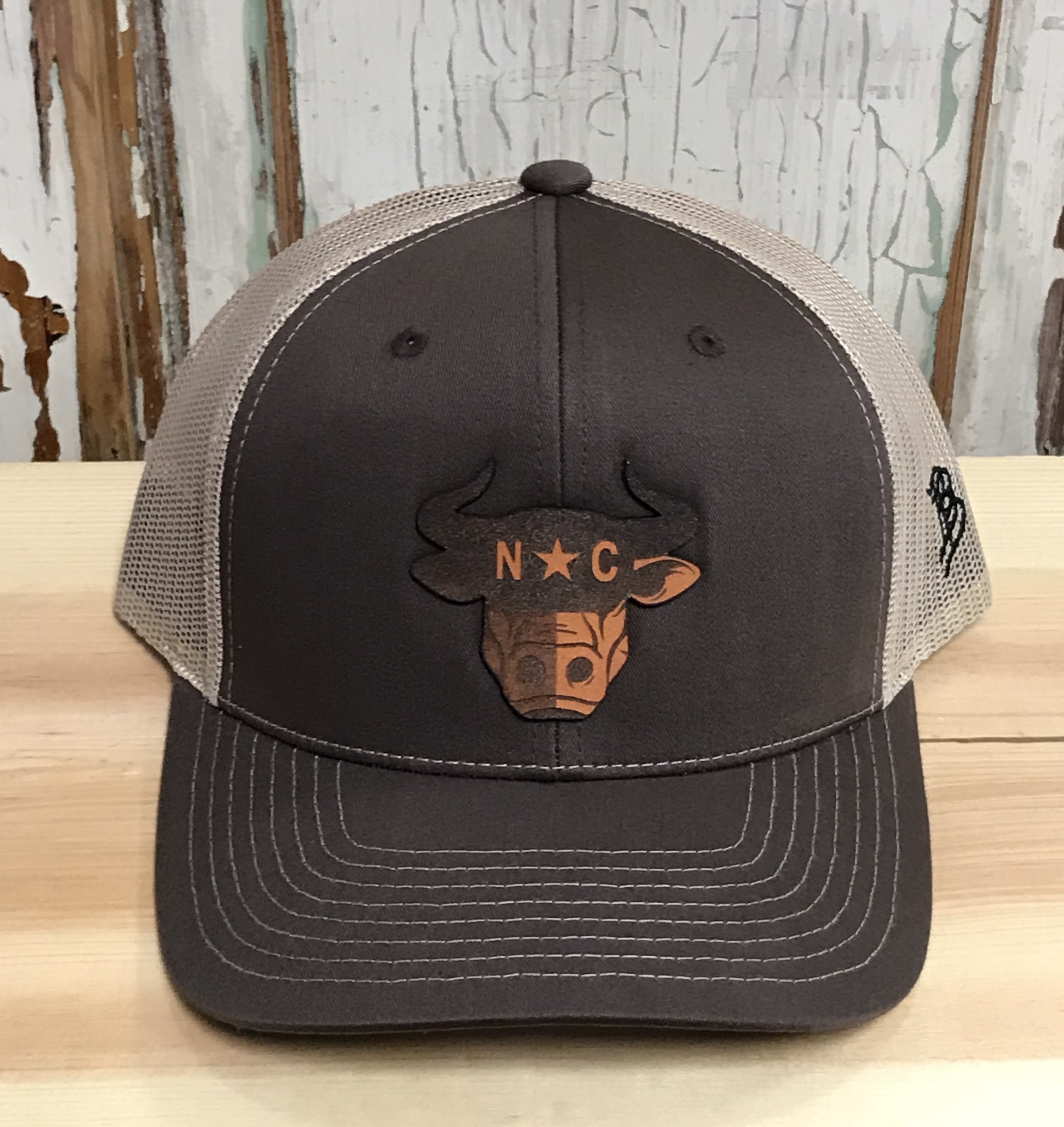 Men's BRANDED BILLS Heather/Black Hat w/ Black UU Bar Leather Patch —  Express UU Bar Ranch