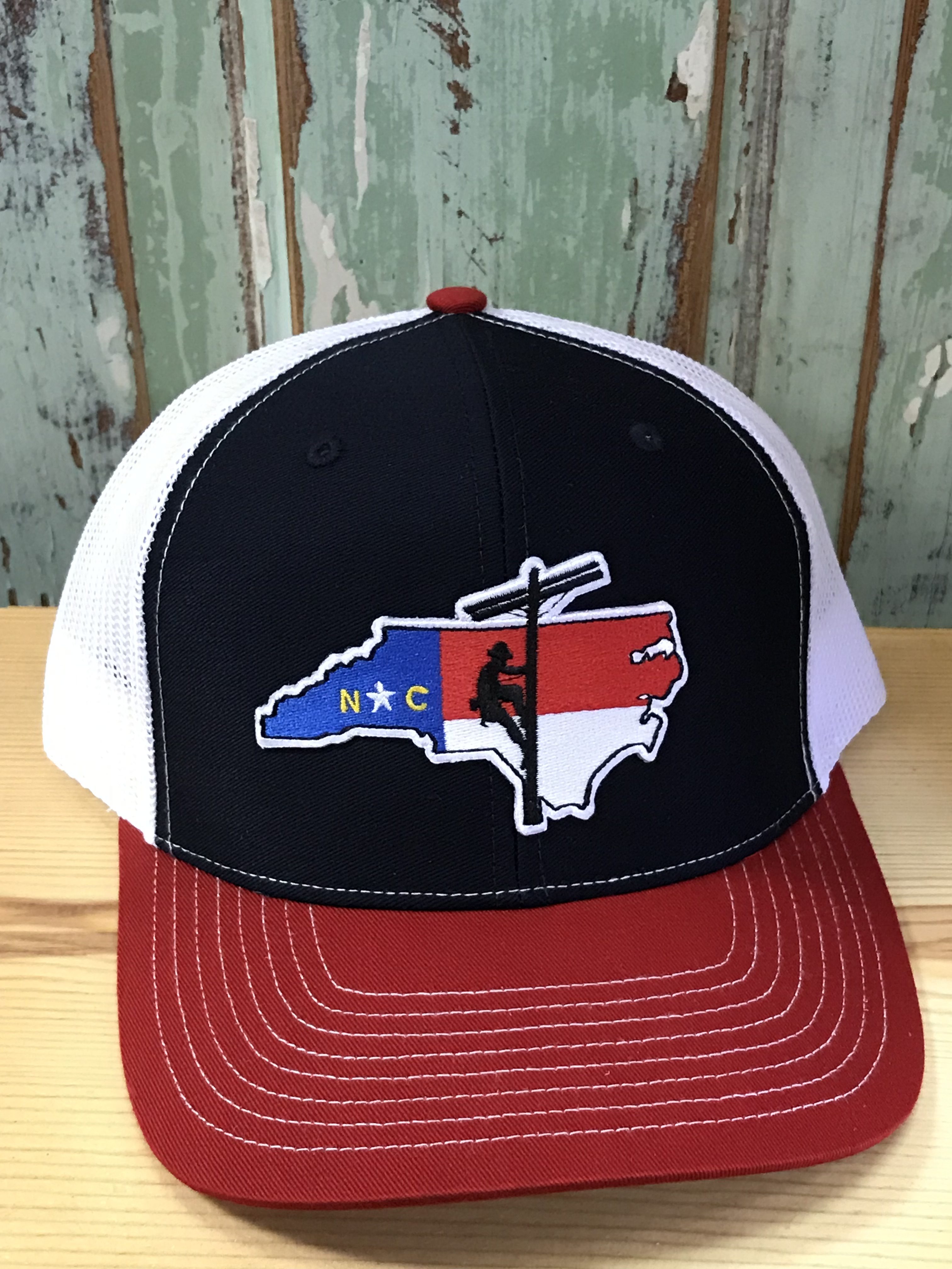 North Carolina Lineman Patch Snapback Trucker Hat Navy/Red/White - AG