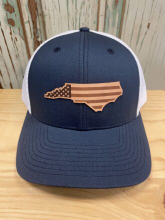 North Carolina USA Flag Leather Patch Trucker Hat