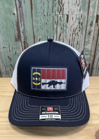 North Carolina AR Flag Patch Trucker Hat Navy/White