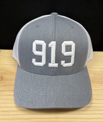 919 Embroidered Snapback Trucker Hat Heather Grey/White