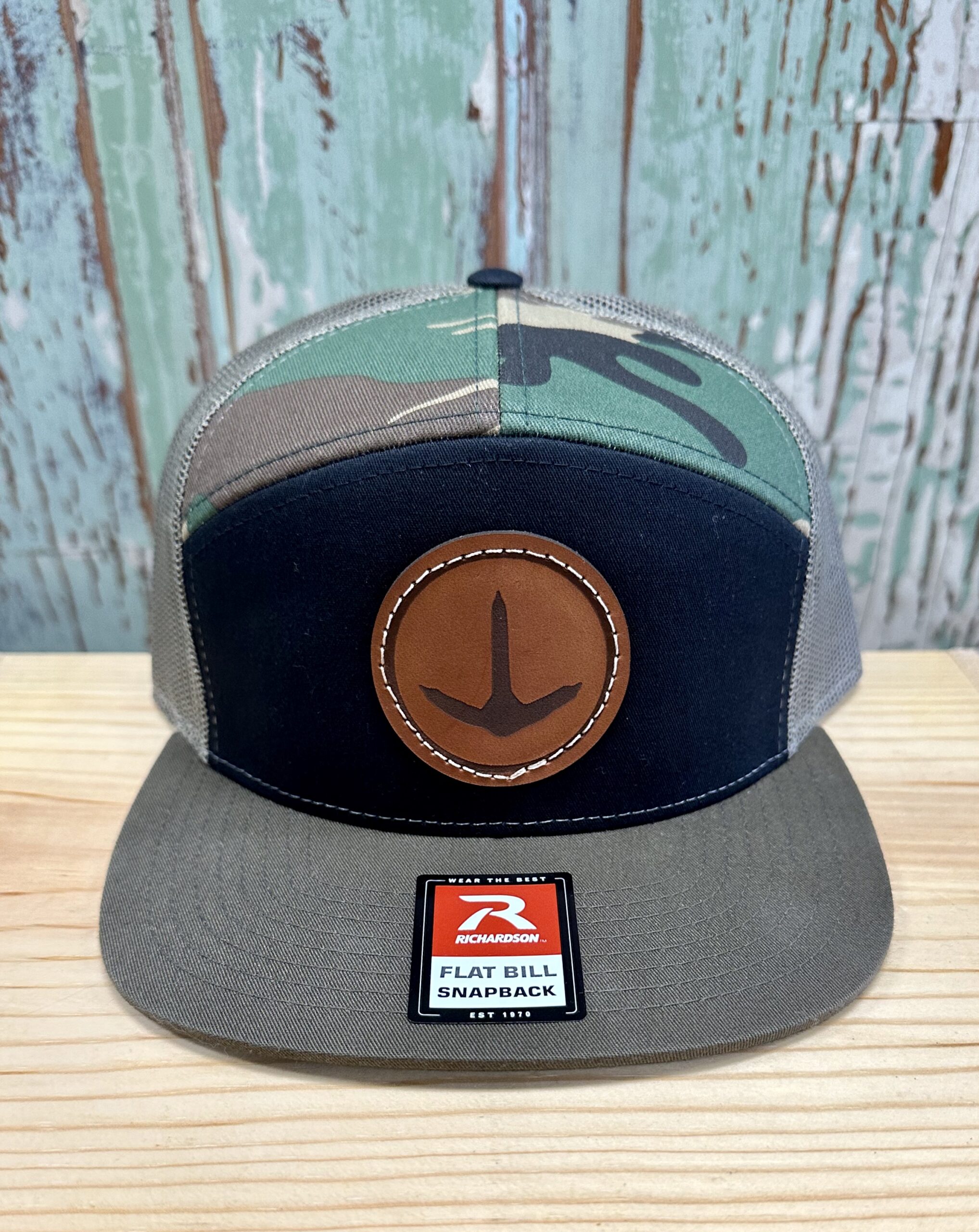 CREATE YOUR OWN LEATHER PATCH RICHARDSON 168 7 PANEL SNAPBACK HAT