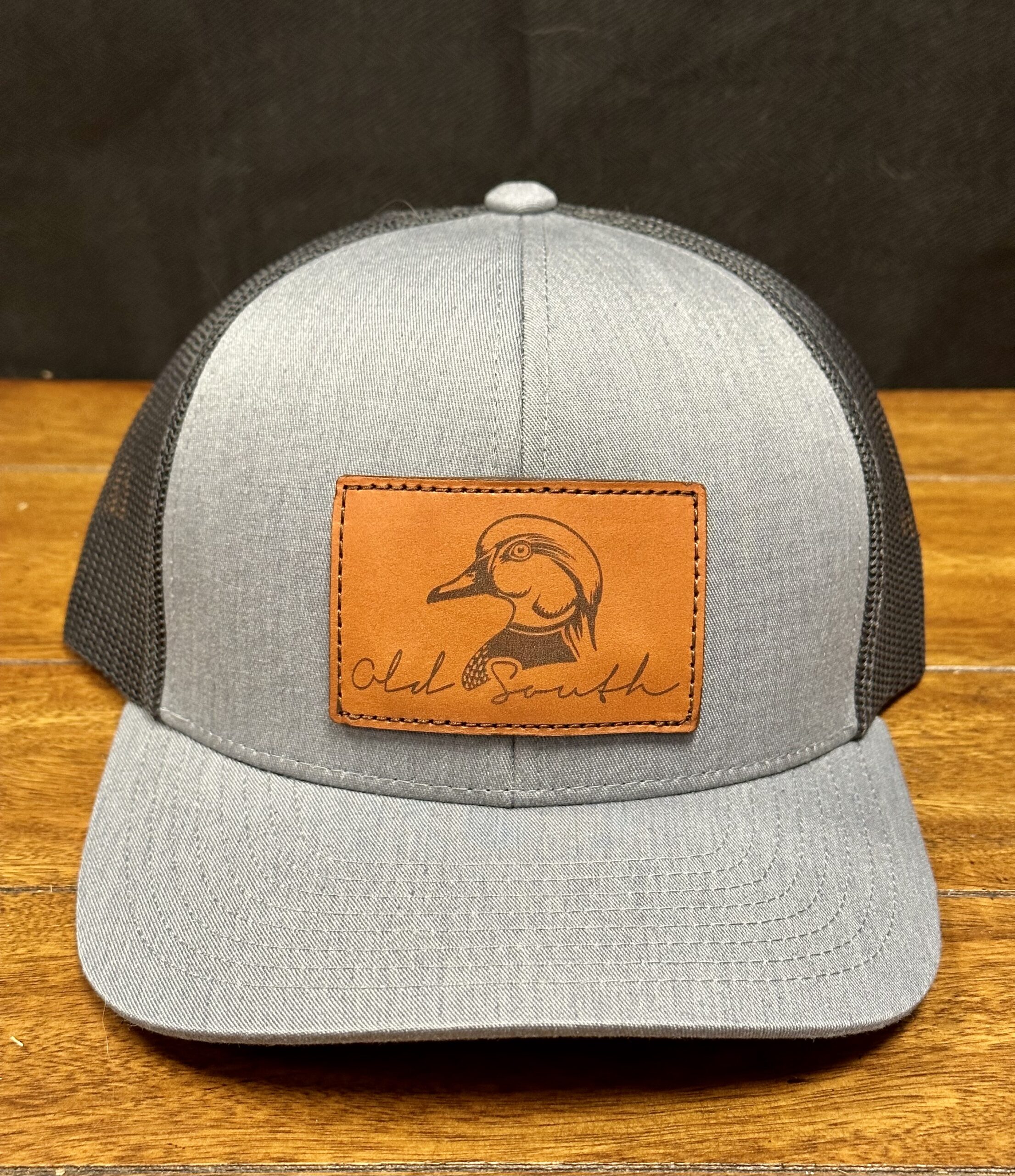 Old South Wood Duck Leather Patch Snapback Trucker Hat Heather Grey/Lt  Charcoal